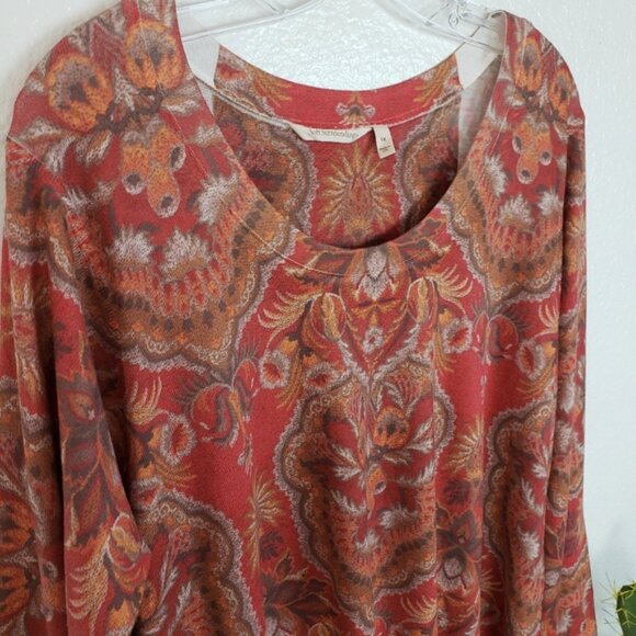 Soft Surroundings Bohemian Paisley Floral Print Knit Top Pullover size 1X - Picture 3 of 10